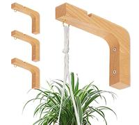 DSVENROLY Paquete de 4 ganchos colgantes de madera para plantas, cesta colgante de madera con ranura y gancho, soporte para colgar plantas de pared para colgar en la pared, ganchos para macetas,