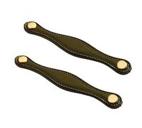 DSWZLQDXB 2 piezas Tiradores de Piel Manija de Puerta picaportes para Gabinete Base de Aleación de zinc macizo Perillas de Cuero Manillas de Armarios de cocina,Baños,Cajones (Hole spacing 96mm,Green)