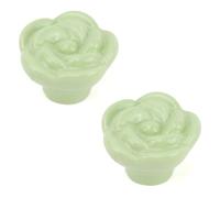 DSWZLQDXB 2 piezas Tiradores de porcelana para gabinetes Pomos para niños Forma Diseño floral con rosas Manijas Armario Manillas de cerámica para cajones,cocina,sala de estar (green)