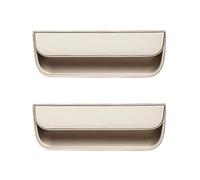 DSWZLQDXB 2 piezas Tiradores empotrados deslizantes Manijas para cajón ocultos Manija Armario Perilla cuadrada Asa Cuero + Aleación de zinc Manija Gabinete (L,Beige)