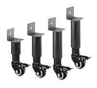 DSWZLQDXB 4 Piezas Patas telescópicas Ruedas giratorias con Freno Pies de Mesa Acero al Carbono Pies Ajustable Pata de Mueble de Metal pie de Mueble Fijación Doble pie de Cama (31-45cm)