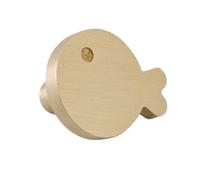 DSWZLQDXB Manilla Habitación infantil Perilla para Cajón Asas de gabinete Tiradores Armarios Colorido Perfiles Cobre puro Manijas Puertas Latón (Little fish,Copper)