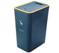 DSXH Cubo de Basura de Mesa con Tapa, ubo de basura de plástico, 15 litros, cubo de basura portátil, para cocina, tocador, dormitorio, mostrador (34 cm x 25.5 cm x 17.5 cm) (azul)