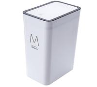 DSXH Cubo de Basura de Mesa con Tapa, ubo de basura de plástico, 15 litros, cubo de basura portátil, para cocina, tocador, dormitorio, mostrador (34 cm x 25.5 cm x 17.5 cm) (Blanco)