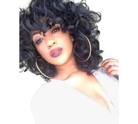 DSY corto rizado pelucas para las mujeres negras Kinky Fluffy pelo sintético negro ondulado peluca de aspecto Natural Peluca Disfraz de Halloween pelucas peluca resistente al calor con Z014