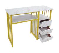 DSYOGX Escritorio para uñas, 100 x 40 x 76 cm, mesa de manicura, con 3 cajones, mesa de manicura para salón de uñas, hasta 30 kg, para salón, oficina, salones de belleza