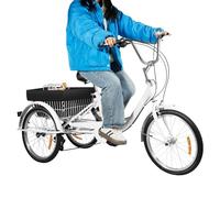 DSYOGX Triciclo de 20 pulgadas 3 ruedas 8 velocidades bicicleta para adultos con cesta de la compra para ciudades, playas, carriles bici y varios caminos adecuados, blanco