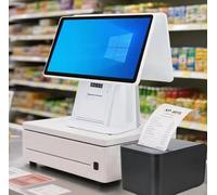 DSYYNAY Caja registradora Inteligente de Todo en uno, con Pantalla táctil Dual de 15,6", Impresora térmica integrada de 58mm, 8 GB de RAM, SSD de 128 GB, Cajas registradoras pos con Windows7/10