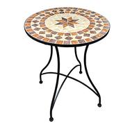 dszapaci Mesa Auxiliar de Mosaico Redonda mediterránea - 60 cm para balcón