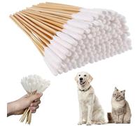 Dszemie Hisopos de limpieza de orejas de perro, 200 bastoncillos de algodón extragrandes de 15 cm para limpieza de mascotas, desechables, bastoncillos de algodón para orejas de gato (200 unidades)