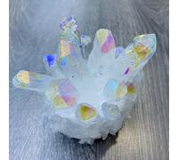 DSZUJTYROP 1pc Clear Quartz Electroplating Angel Aura Crystal Cluster Aquarium Decoration Home Ornaments Decor(500-600g)