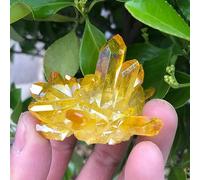 DSZUJTYROP 1pcs Orang Aura Quartz Crystal Titanium Bismuth Silicon Cluster Rainbow Ornaments