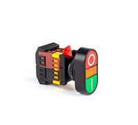 DSZUJTYROP 22mm Double Position Button Start-Stop Double Button Illuminated Push Button Switch with Lamp 24/220/380V Control Button 2PCS (Color : APBB-22X25N, Size : 24V) Switches