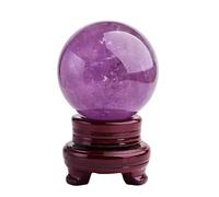 DSZUJTYROP Amethyst Ball Purple Crystal Rough Stone Polished Home Decoration with Base,60mm