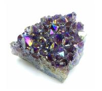 DSZUJTYROP Amethyst Cluster Electroplated Color Mark Crystals Druzy and Raw Rock Stones Gemstones for Divination Collection,40~60g