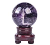 DSZUJTYROP Amethyst Crystals Sphere Purple Crystal Ball Round Decorative with Wooden Stand Witchcraft Home Decor,4.3"(11cm)