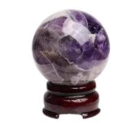 DSZUJTYROP Amethyst Ornament Crystal Ball Sphere with Stand, Polished Round Gemstone Divination Fengshui Decorations,140mm