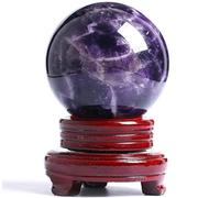 DSZUJTYROP Amethyst Sphere Quartz Crystal Ball Gemstone with Stand Rock Divination Figurine for Home Decoration,10cm