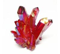 DSZUJTYROP Aura Red Titanium Crystal Point Quartz Cluster Ornaments (Size : 80-100g)