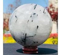 DSZUJTYROP Beautifu Tourmaline Black Hair Quartz Crystal Ball Ornaments (Size : 7-8cm)
