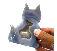DSZUJTYROP Beautiful Agate Geode Gifts Cats Statue Hand Carved Animals Crystals Slice Craft Stones and Crystal