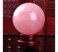 DSZUJTYROP Beautiful Rose Quartz Crystal Ball Polished Gemstone with Wood Stand, Home Decoration Divination Sphere Feng Shui Crafts,15cm/5.9in