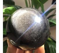 DSZUJTYROP Beautiful Silver Sheen Obsidian Sphere Crystal Ball Ornaments (Size : 1500-1600g)