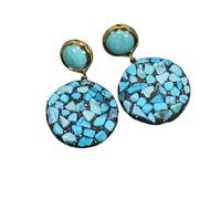 DSZUJTYROP Big Blue Coin Charm Black Paved Stud Earrings For Women Gifts