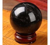 DSZUJTYROP Black Crystal Ball with Stand Sphere Balls for Witchcraft and Decorative, crystal-11cm