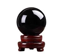 DSZUJTYROP Black Obsidian Crystal Ball with Base, for Home Decoration,80mm