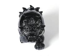 DSZUJTYROP Black Obsidian Stone Dragon Turtle Statue, Hand-Carved Feng Shui Sculpture Home Office Decor for Housewarming Gift Figurines,12cm/4.7in