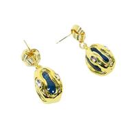 DSZUJTYROP Blue Agate Clear Crystal Gold Plated Dangle Drop Stud Earrings Gifts For Women
