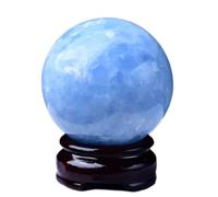 DSZUJTYROP Blue Celestite Ball Crystal Sphere Quartz Gemstone Sculpture Figurine with Stand,50mm