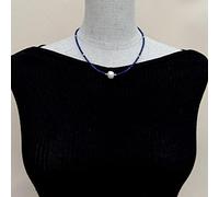 DSZUJTYROP Blue Lapis Lazuli Cultured White Pearl Necklace 17''