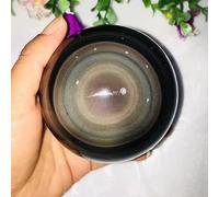 DSZUJTYROP Cat Eye Obsidian Quartz Crystal Ball Rock Heal Gemstone 1pcs Ornaments (Size : 70-80mm)