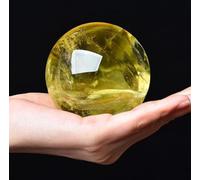 DSZUJTYROP Citrine Ball Sphere with Stand Polished Yellow Crystal Stone Figurine Decor for Feng Shui Home Office Tabletop Balls,70mm