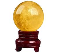 DSZUJTYROP Citrine Crystal Ball Yellow Quartz Gemstone Sphere Divination with Stand Feng Shui Aura Home Desk Decor Decorative Gifts,6.7 "(17cm)