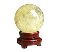 DSZUJTYROP Citrine Crystal Sphere Ball Decorative Gemstone Balls with Stand Home Office Living Room Desk Asthetic Decor Gift Men Women,140mm