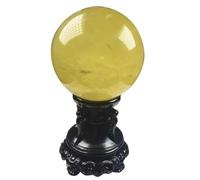 DSZUJTYROP Citrine Crystal Sphere Gemstone Ball Sculpture Figurine with Wooden Stand for Divination Home Decoration,Yellow,100mm