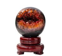DSZUJTYROP Citrine Druzy Geode Crystal Sphere Ball Feng Shui Ornament with Stand Stone for Home Decor Fengshui Accessories Divination,65-70mm