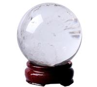 DSZUJTYROP Clear Quartz Crystal Ball with Stand Decorative Feng Shui Sphere Stone Figurine for Home Decor Desk,Xmas, 13cm/5.1in