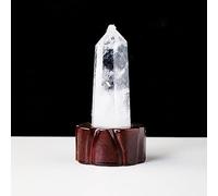 DSZUJTYROP Clear Quartz Point Crystal Column with Wooden Base White Tower Home Decoration Ornaments