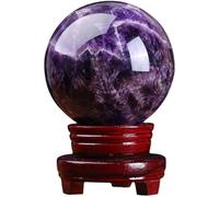 DSZUJTYROP Crystal Ball Amethyst Power Stone Feng Shui Purification Luck Prayer Comes with Base Object Birthday,80mm