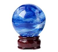 DSZUJTYROP Crystal Ball Blue Smelting Quartz Gemston Sphere with Stand Crystals Stone Polished Divination for Balancing,80mm