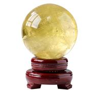 DSZUJTYROP Crystal Ball - Citrine Ornaments, Raw Stone Hand-Grinding Crafts Transfer Lucky Home Decoration/Gifts/Collection, ball-75mm