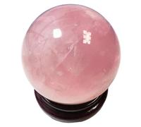 DSZUJTYROP Crystal Ball Decorative Balls Rose Quartz Gemstone Sphere with Wood Stand for Witchcraft and Ornament,13cm