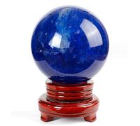 DSZUJTYROP Crystal Ball Melting Blue Quartz Gemstone Sphere with Stand Polished Divination for Feng Shui Aura Home Desk Decor,14cm/5.5in
