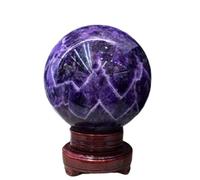 DSZUJTYROP Crystal Ball Moonstone Polished Divination Decorative Sphere with Wood Stand Crystals Stone,Amethyst ball-9cm