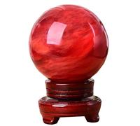 DSZUJTYROP Crystal Ball Ornament Red Ornaments Cinnabar Feng Shui Desktop Living Room Office Study Home Decoration Display Sphere,6cm