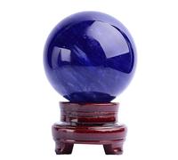 DSZUJTYROP Crystal Ball Ornaments with Stand, Blue Smelting Quartz Decorative Stone Sphere for Feng Shui Divination Orb Home Decor,20cm/7.9in
